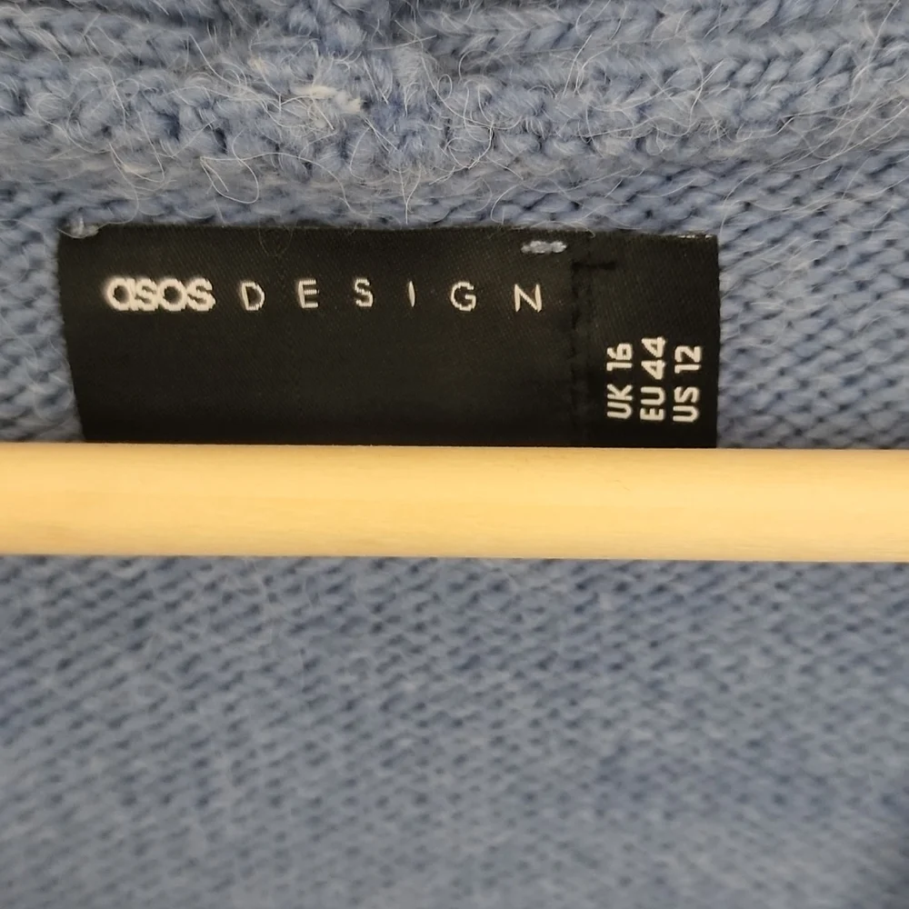 ASOS Design V-Neck Cardigan Puff Sleeve Blue UK 16 | US 12 NEW NWT - Picture 6 of 15